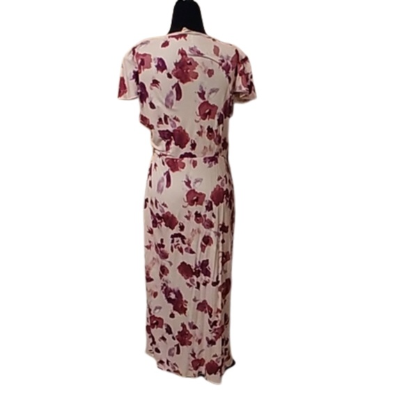 JUICY COUTURE Dress Pink Floral Faux-Wrap Jersey V-Neck Ruffled High-Low Medium - Picture 3 of 10